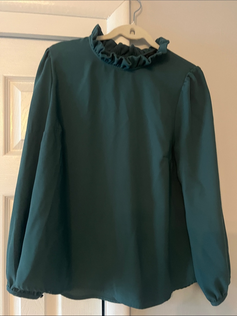 J Crew Ruffled High-Neck Long-Sleeve Blouse - Teal